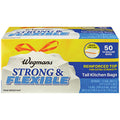 Wegmans Strong & Flexible Unscented Tall Kitchen Drawstring Bags 13 Gallon 50 Count