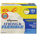 Wegmans Strong & Flexible Unscented Tall Kitchen Drawstring Bags 13 Gallon Family Pack 160 Ct