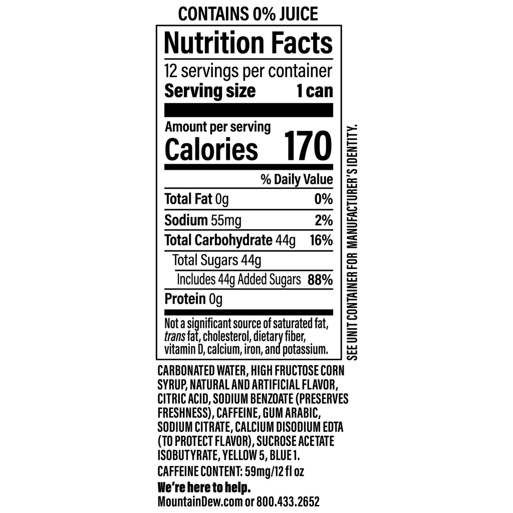 Mountain Dew Baja Blast Tropical Lime Soda Pop Cans 12 Fl Oz 12 Pack