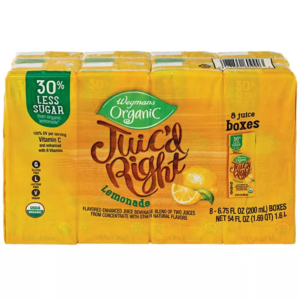 Wegmans Organic Juic'd Right Lemonade Juice Box, 8 Pack 54 fl. oz.