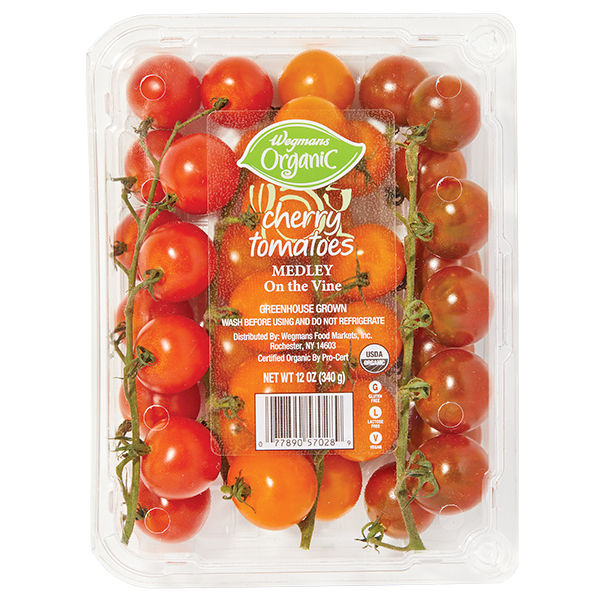 Wegmans Organic Cherry Tomatoes Medley on the Vine 1 Bunch