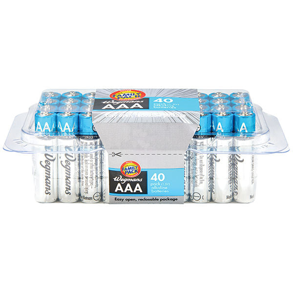Wegmans AAA Alkaline Batteries 1.5 Volt 40 Pack Family Pack