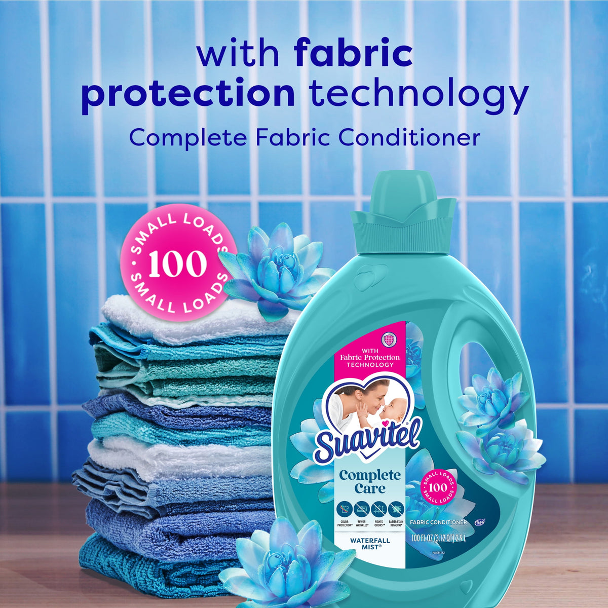 Suavitel Complete Liquid Fabric Softener Waterfall Mist Scent 100 fl oz