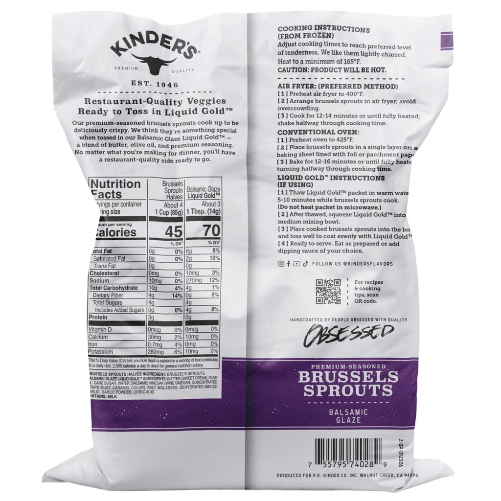 Kinder's Balsamic Glaze Brussels Sprouts Frozen Vegetable 13.5 Oz