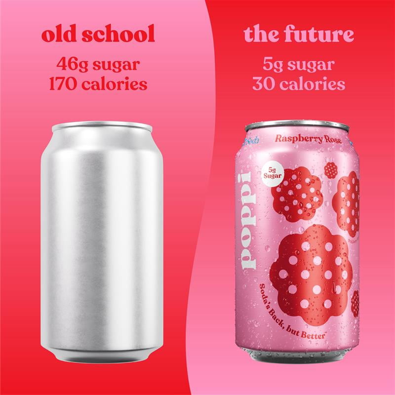 Poppi Raspberry Rose Prebiotic Soda Can 12 Fl Oz 1 Pack