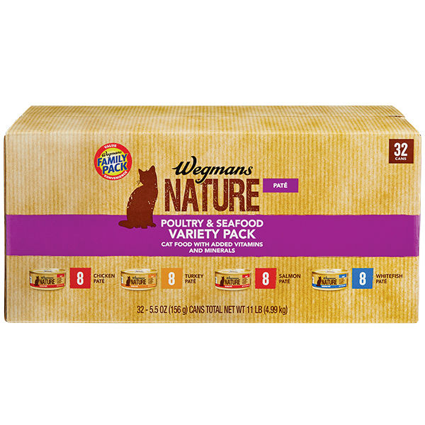Wegmans Nature Poultry & Seafood Pate Variety Pack Canned Cat Food 32 Pack 5.5 Oz Cans