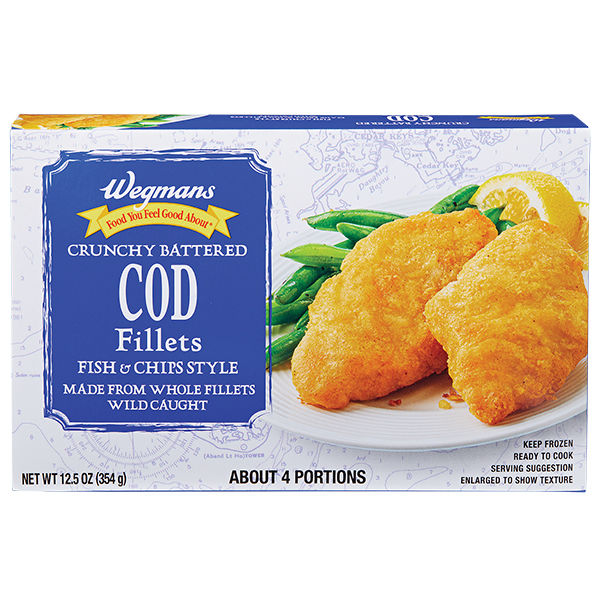 Wegmans Frozen Crunchy Battered Fish & Chips Style Cod Fillets 24 Oz