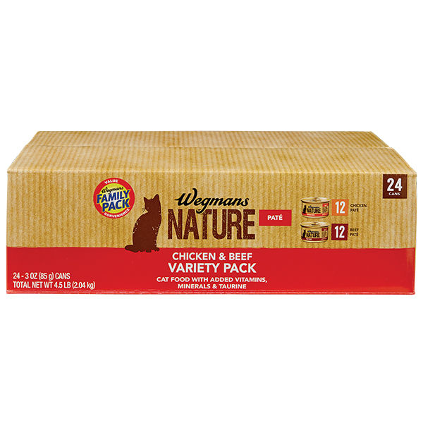 Wegmans Nature Chicken & Beef Pate Variety Pack Canned Cat Food 24 Pack 3 Oz Cans