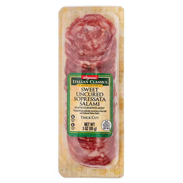 Wegmans Italian Classics Thick Cut Sweet Uncured Sopressata Salami-3 OZ