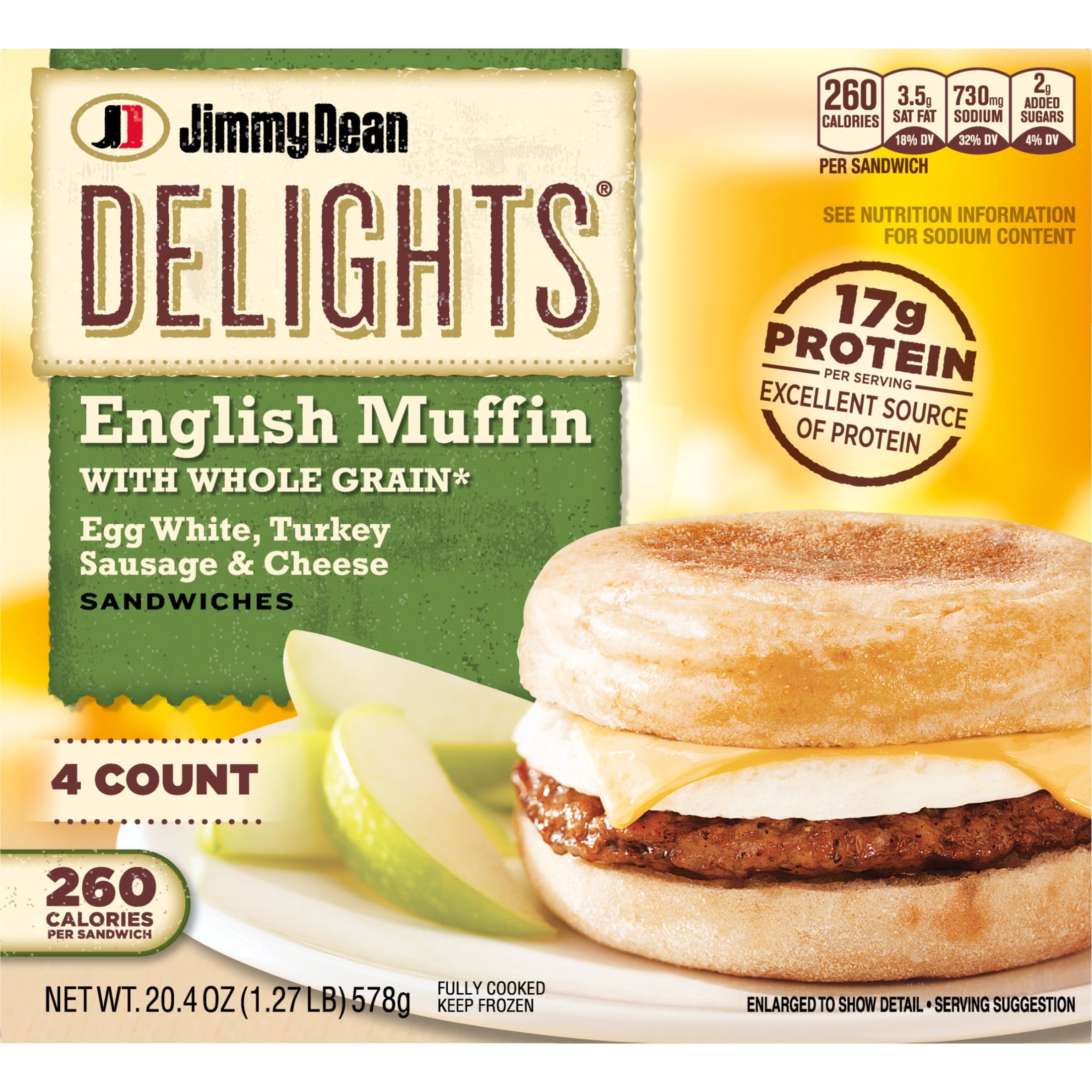 Jimmy Dean Delights Turkey Sausage Egg White & Cheese English Muffin 16.4 Oz 4 Count