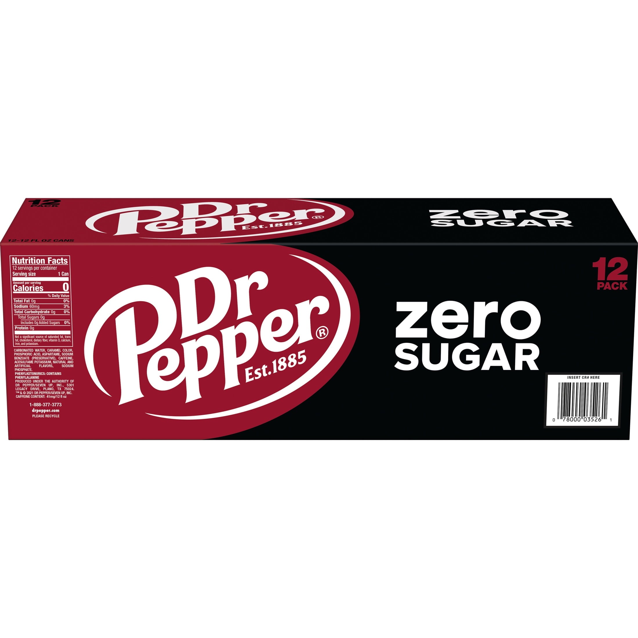 Zero Sugar Soda Pop Cans 12 Fl Oz 12 Pack Dr Pepper