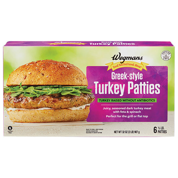 Wegmans Frozen Greek-Style Turkey Patties 32 Oz 6 Count