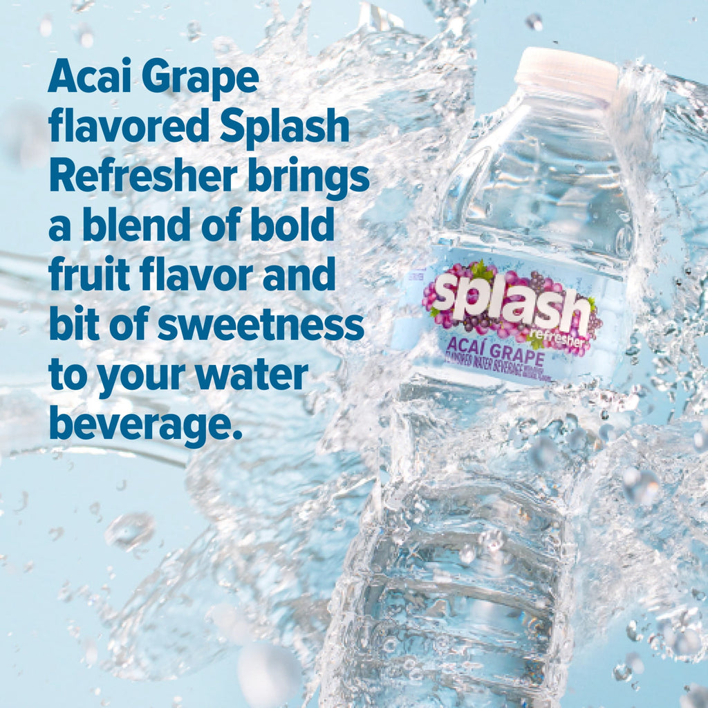 Splash Blast Acai Grape Flavored Water 16.9 fl oz Plastic Bottles 6 Pack