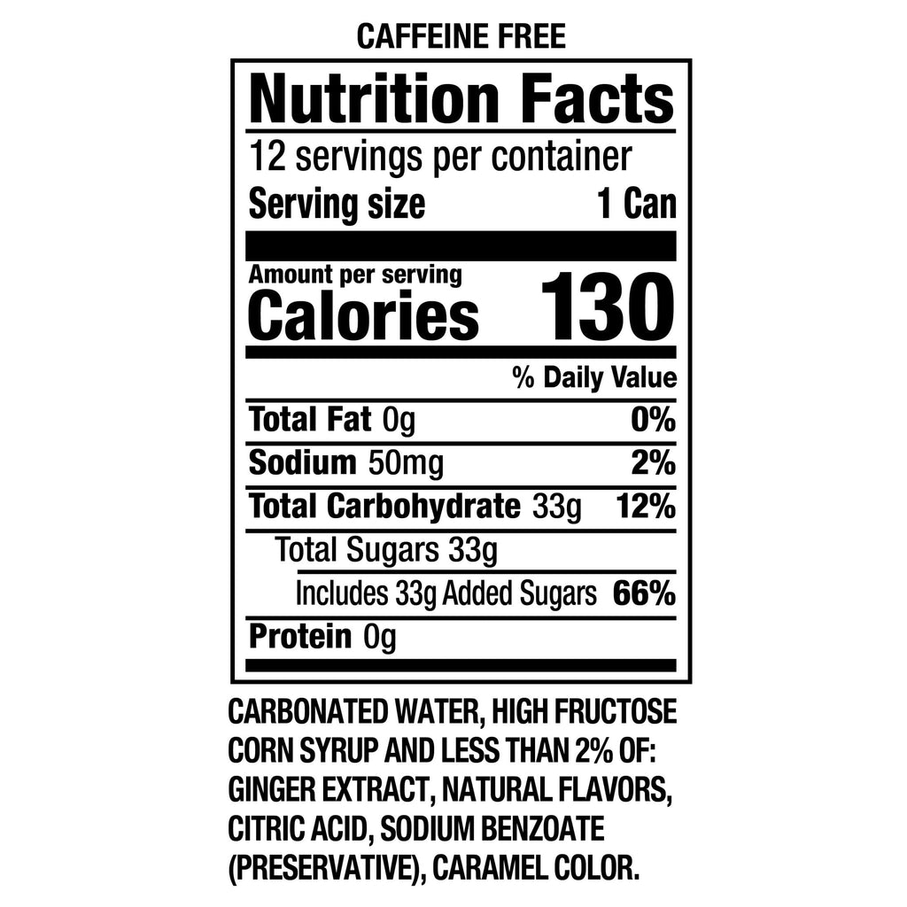 Canada Dry Caffeine Free Ginger Ale Soda Pop Cans 12 Fl Oz 12 Pack