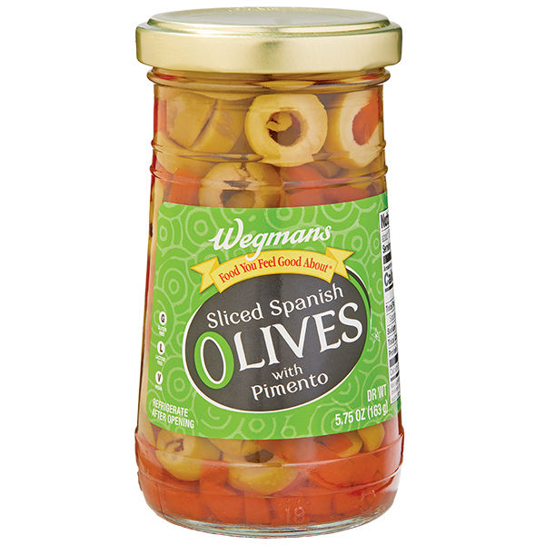 Wegmans Sliced Spanish Olives with Pimento 7 Oz
