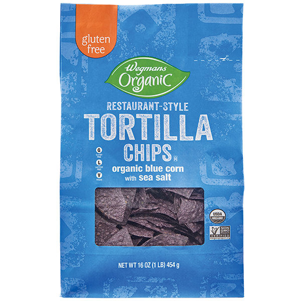 Wegmans Organic Restaurant-Style Blue Corn Tortilla Chips with Sea Salt 14 Oz