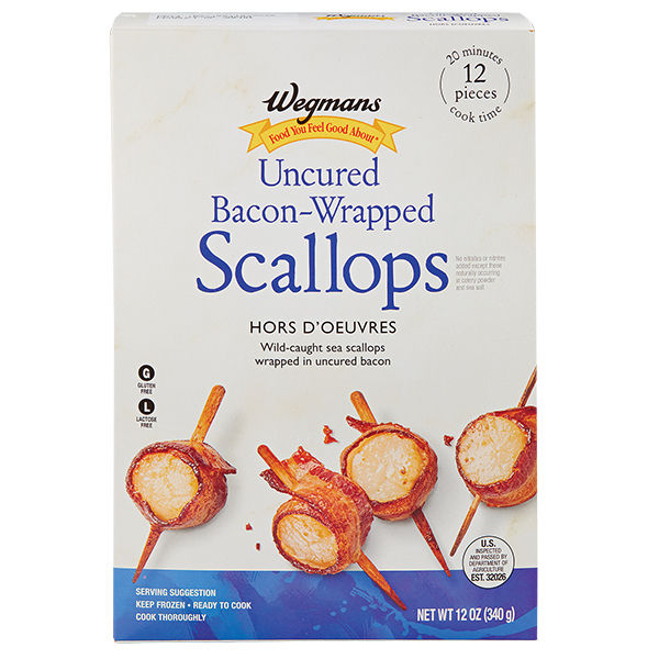 Wegmans Frozen Uncured Bacon-Wrapped Scallops 12 Count