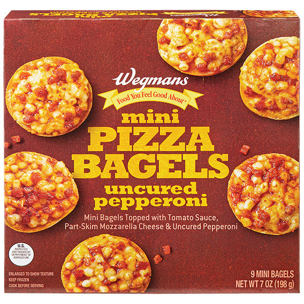 Wegmans Mini Uncured Pepperoni Pizza Bagels Food You Feel Good About 9 Count 9.6 oz