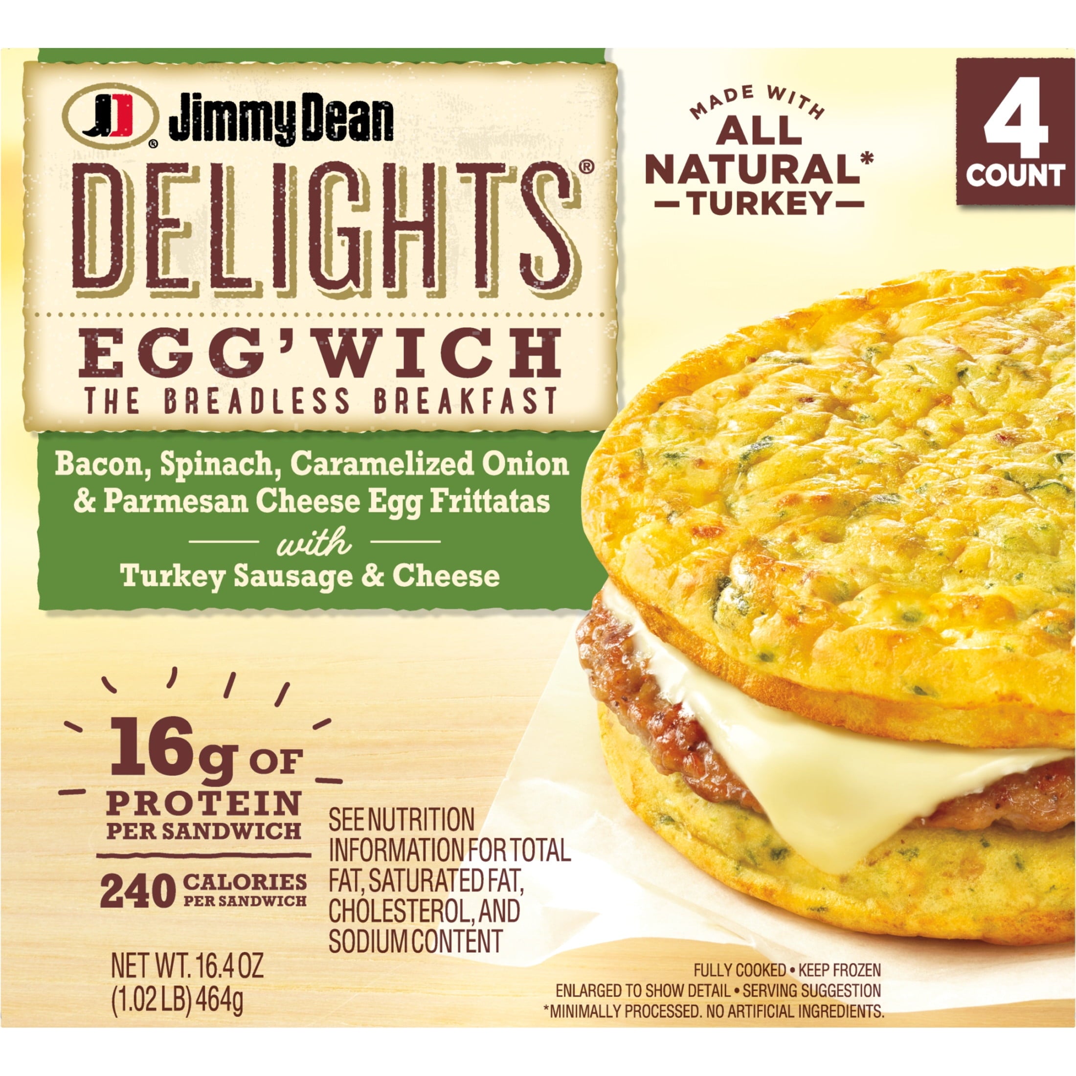 Jimmy Dean Delights Egg'wich Parmesan Egg Frittatas Turkey Sausage Cheese Frozen 4 Count