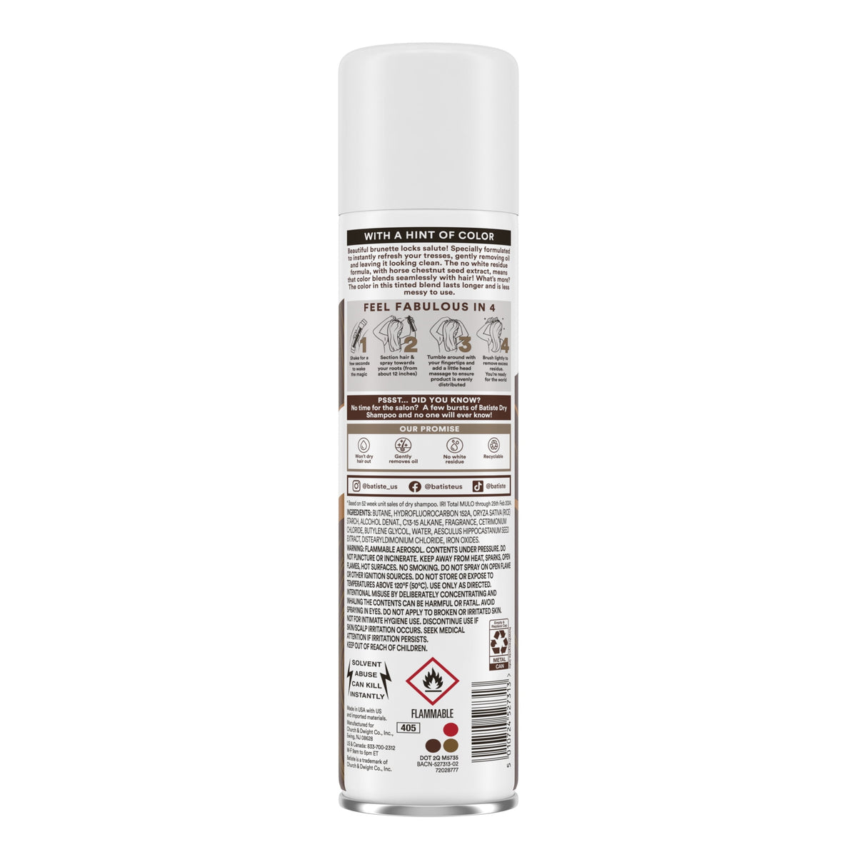 Batiste Beautiful Brunette Dry Shampoo for Brown Hair Oil Control & Texture 5.71 oz