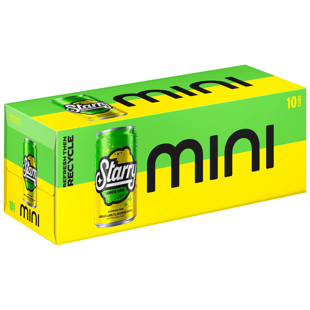 Starry Lemon Lime Soda Pop Mini Cans 7.5 Fl Oz 10 Pack