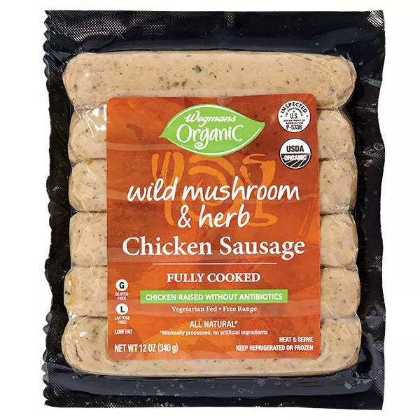 Wegmans Organic Wild Mushroom & Herb Chicken Sausage-12 oz