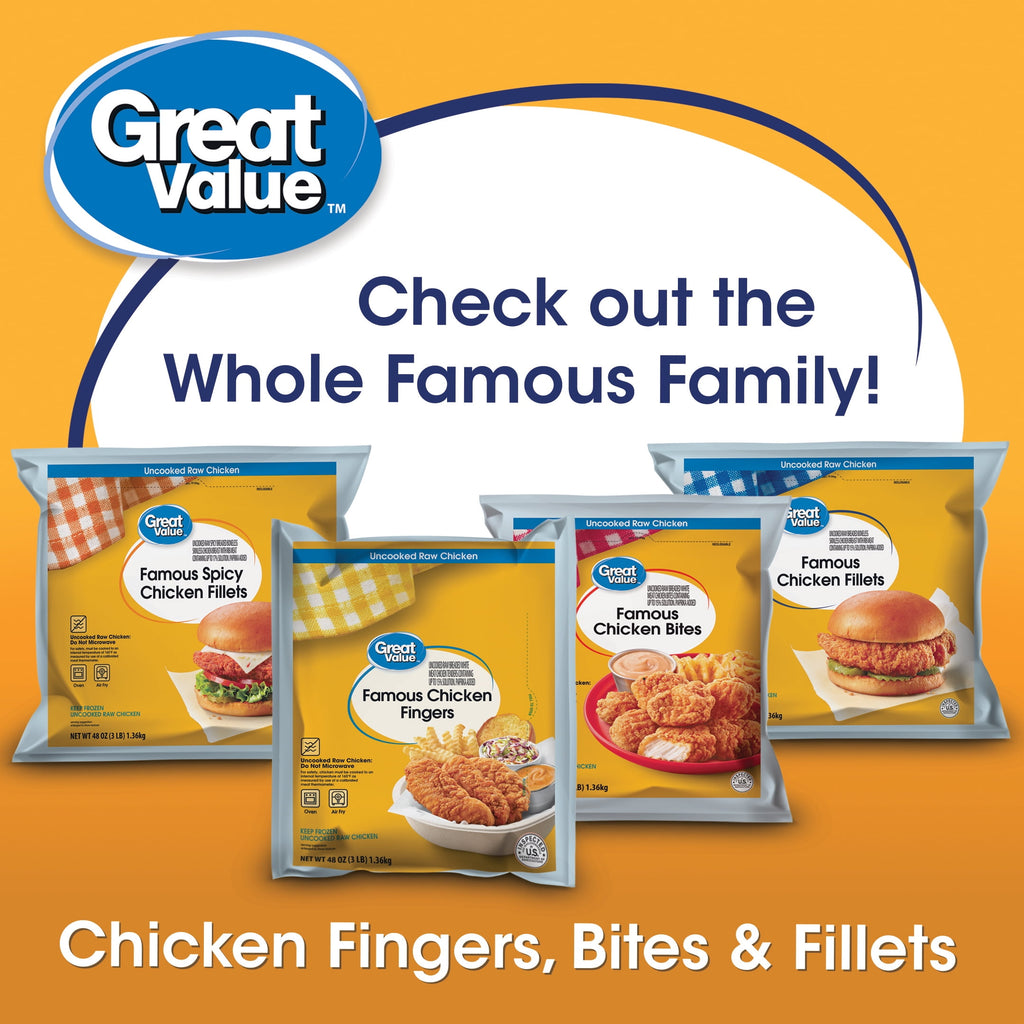 Great Value Famous Chicken Fillets Frozen 3 Lb 18g Protein