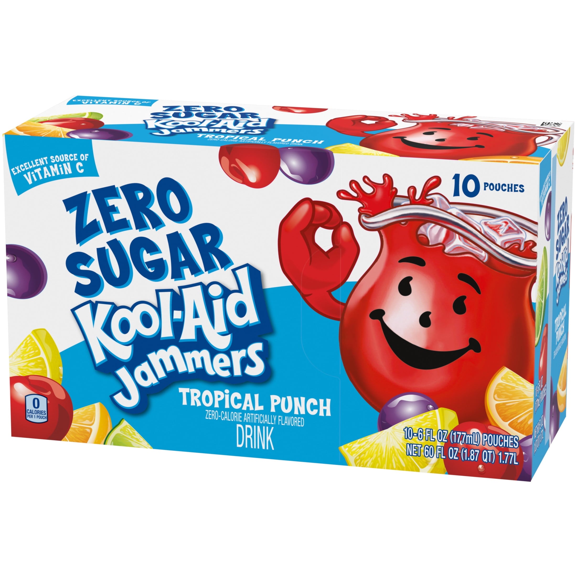 Kool-Aid Zero Sugar Jammers Tropical Punch Artificially Flavored Drink 10 Count 6 fl oz Pouches