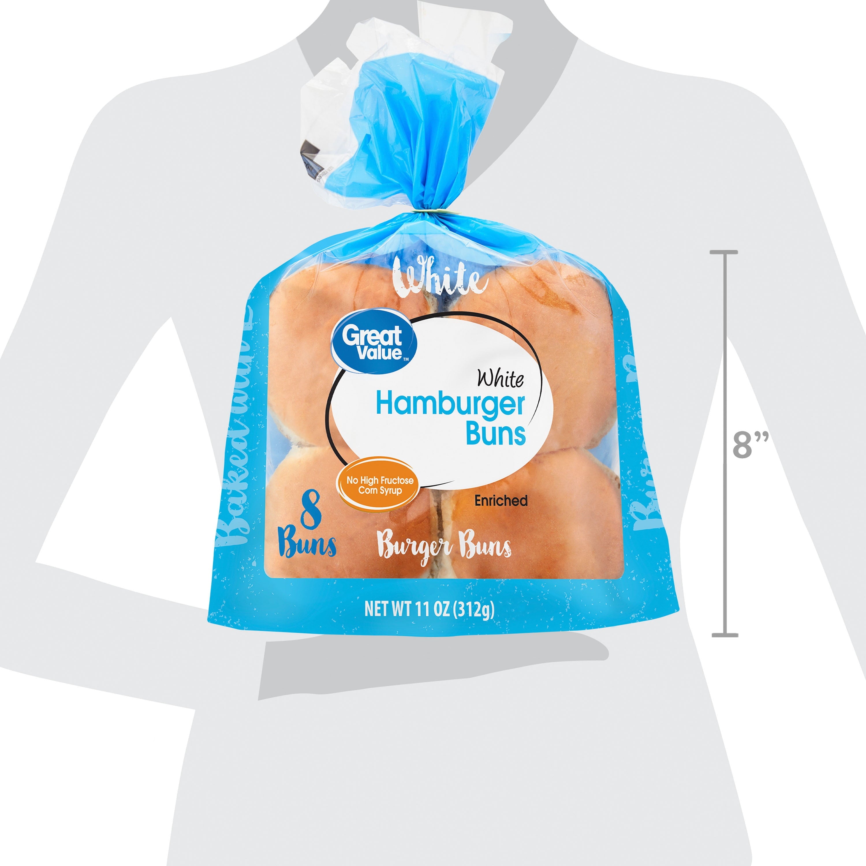 White Hamburger Buns 11 Oz 8 Count