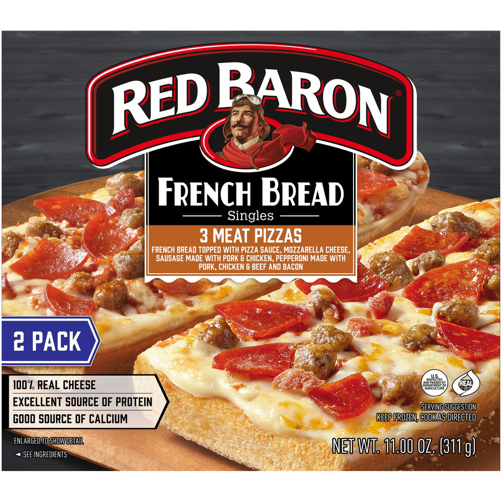 Red Baron 3 Meat French Bread Frozen Personal Pizza 11.01 Oz 2 Pack