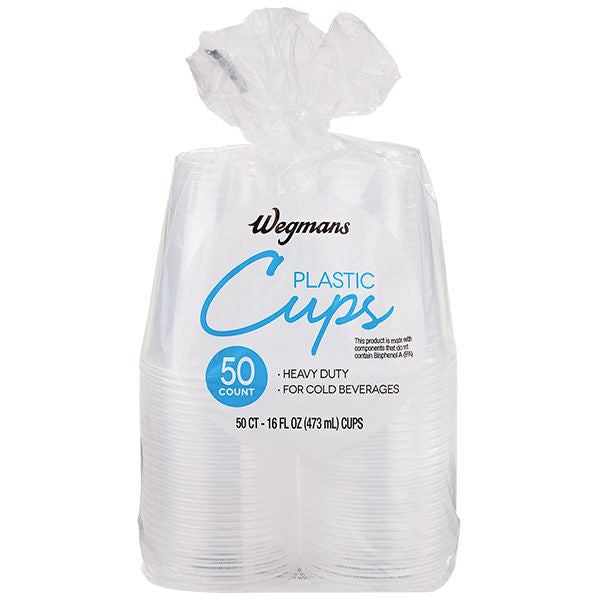Wegmans Plastic Cups 16 FL OZ 50 Count Heavy Duty