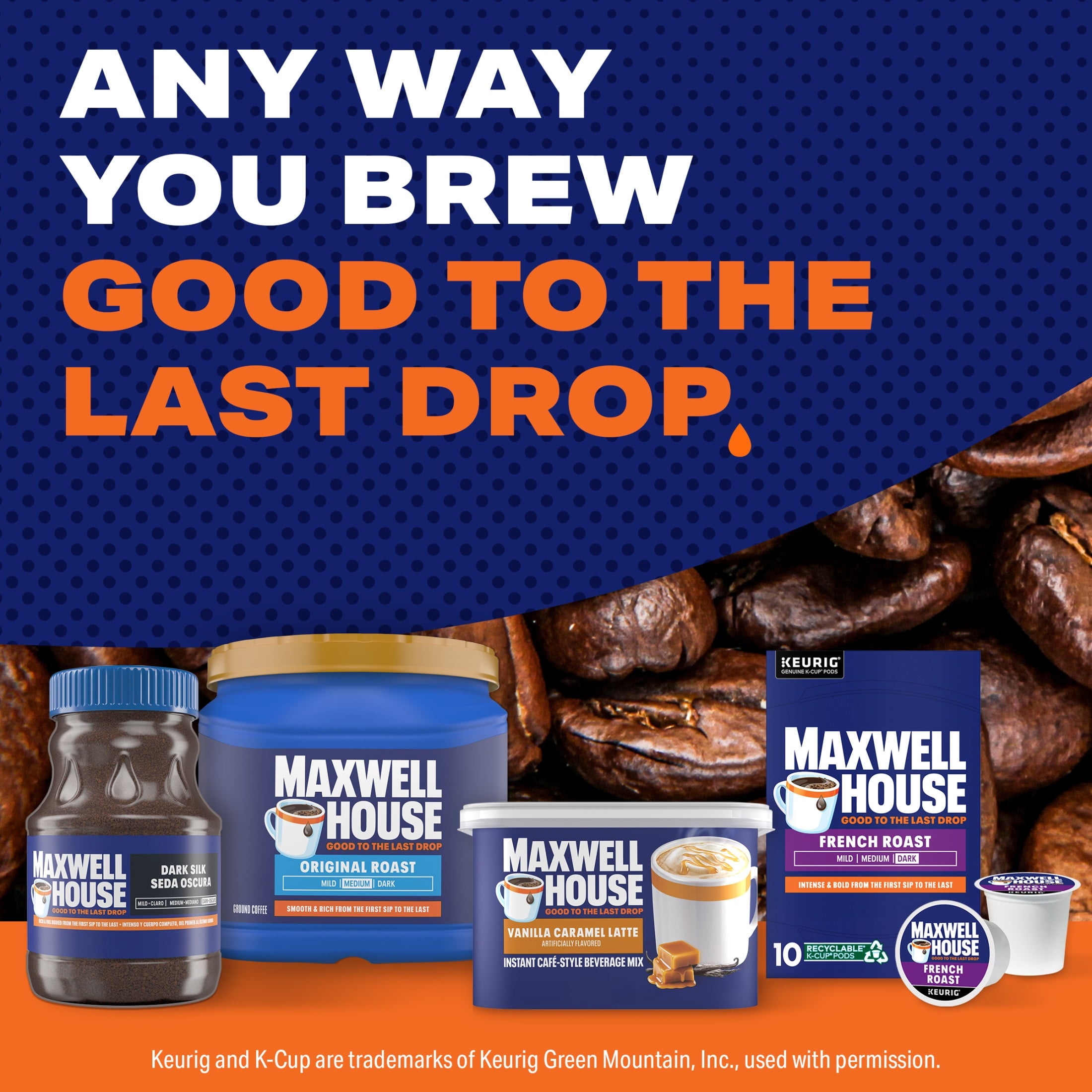 Maxwell House International Vanilla Caramel Latte Naturally Caffeinated Light Instant Coffee Mix 8.7 oz Canister