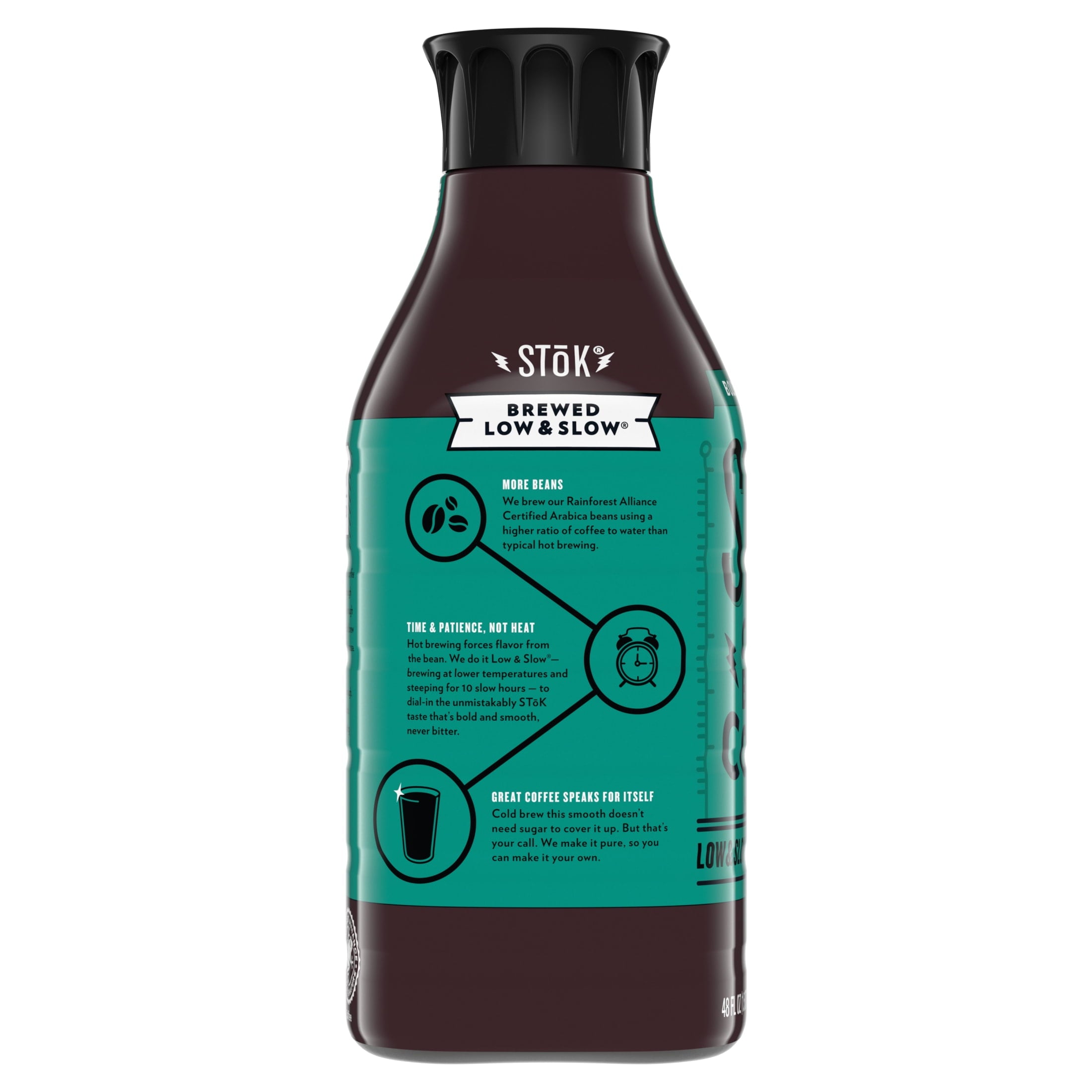 SToK Bold & Smooth Medium Roast Black Unsweetened Ready to Drink Cold Brew Coffee 48 fl oz Bottle