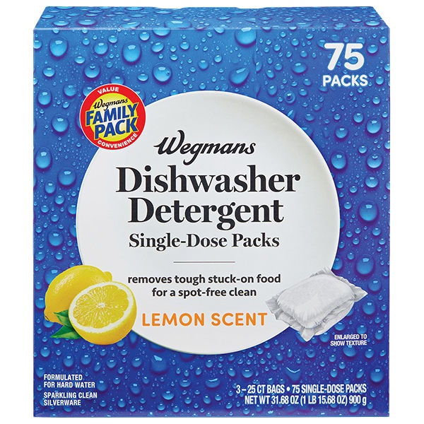 Wegmans Dishwasher Detergent Single-Dose Packs Lemon Scent 75 Count