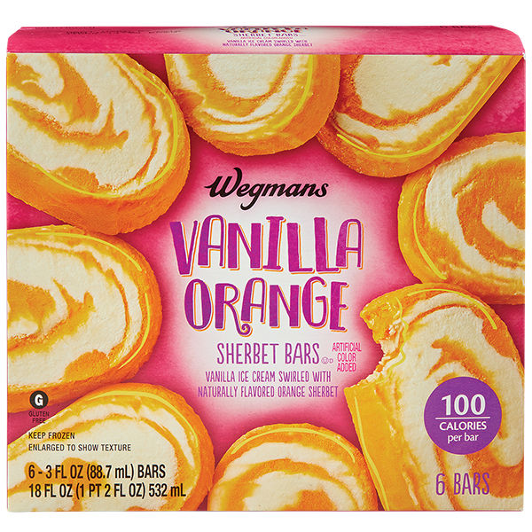 Wegmans Vanilla Orange Sherbet Bars 6 Ct 18 Fl Oz