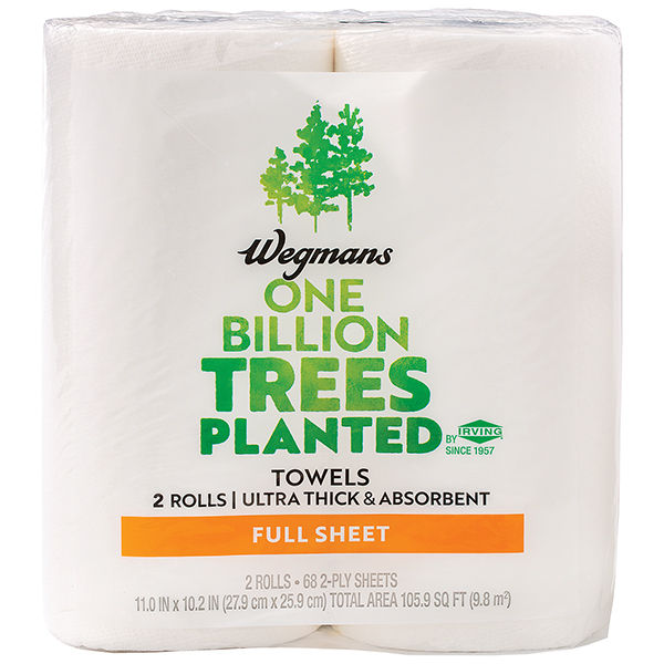 Wegmans Paper Towels Full Sheet 2 Rolls 68 Sheets 2-Ply