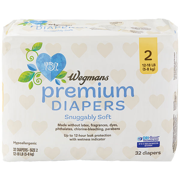 Wegmans Premium Diapers Size 2 12-18 Lbs 96 Ct