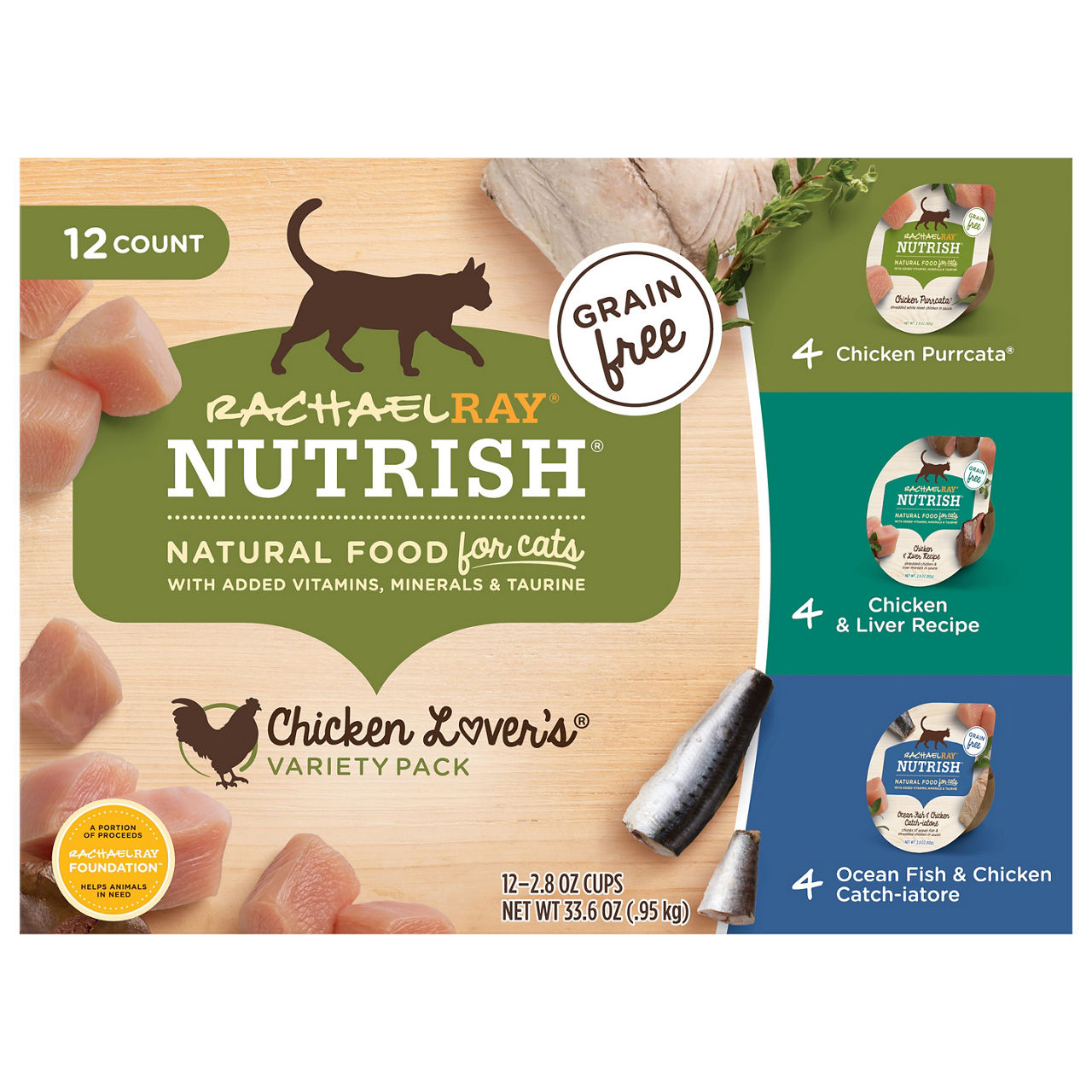 Rachael Ray Nutrish Grain Free Chicken Lover's Variety Pack Cat Food 33.6 oz