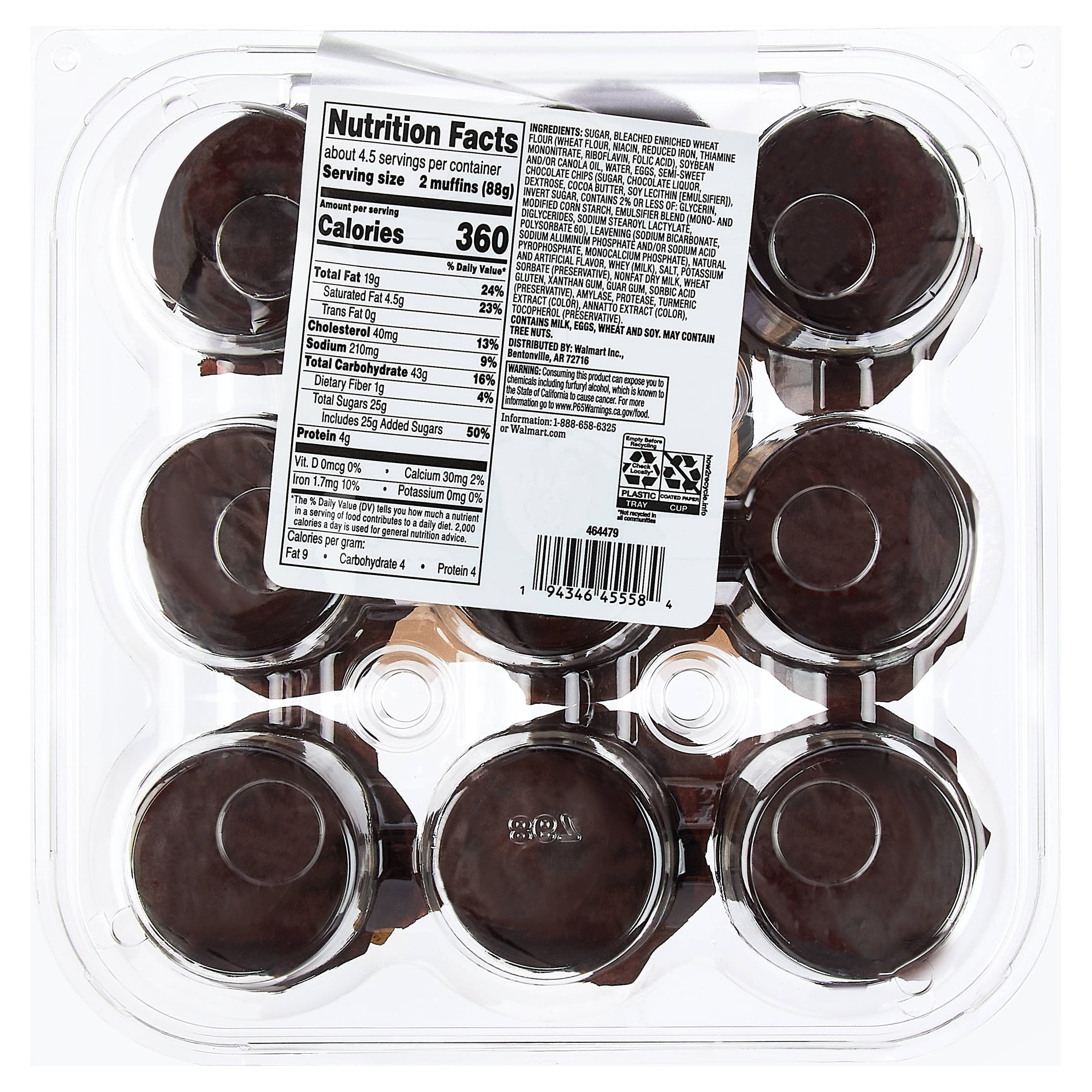 Chocolate Chip Baked Muffins 14 Oz 9 Count Shelf Stable Marketside