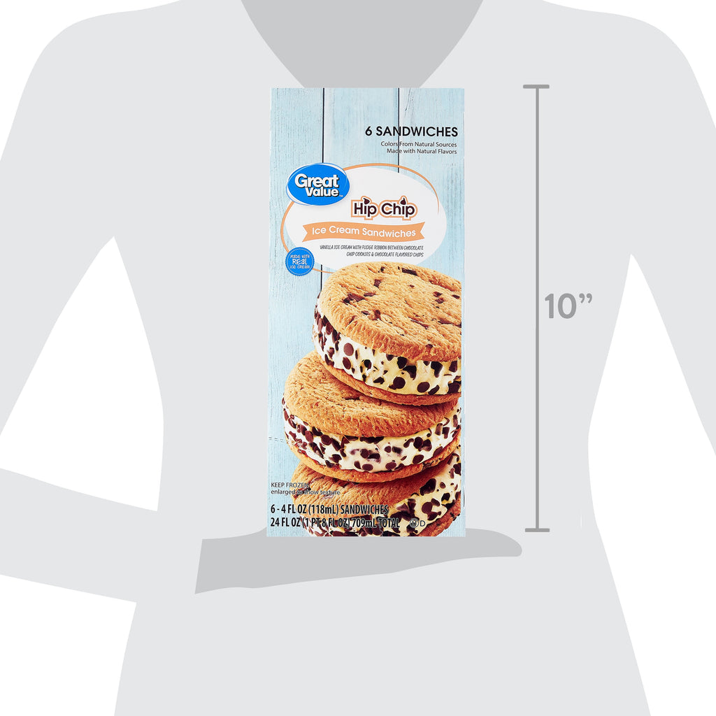 Great Value Hip Chip Ice Cream Sandwiches 6 Count 24 Fl Oz