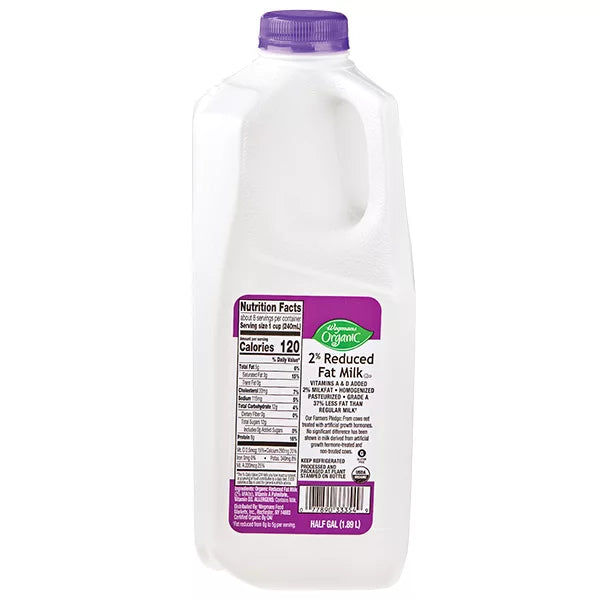 Wegmans Organic 2% Reduced Fat Milk 0.5 gallon
