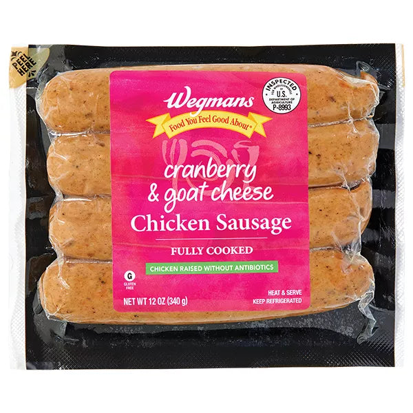 Wegmans Cranberry & Goat Cheese Fully Cooked Chicken Sausage, Raised without Antibiotics-12 oz