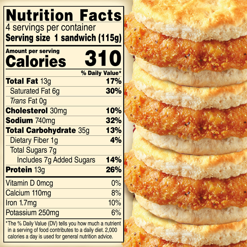Jimmy Dean Spicy Crispy Chicken Honey Biscuit Frozen Breakfast Sandwich 4 Count 16.4 Oz
