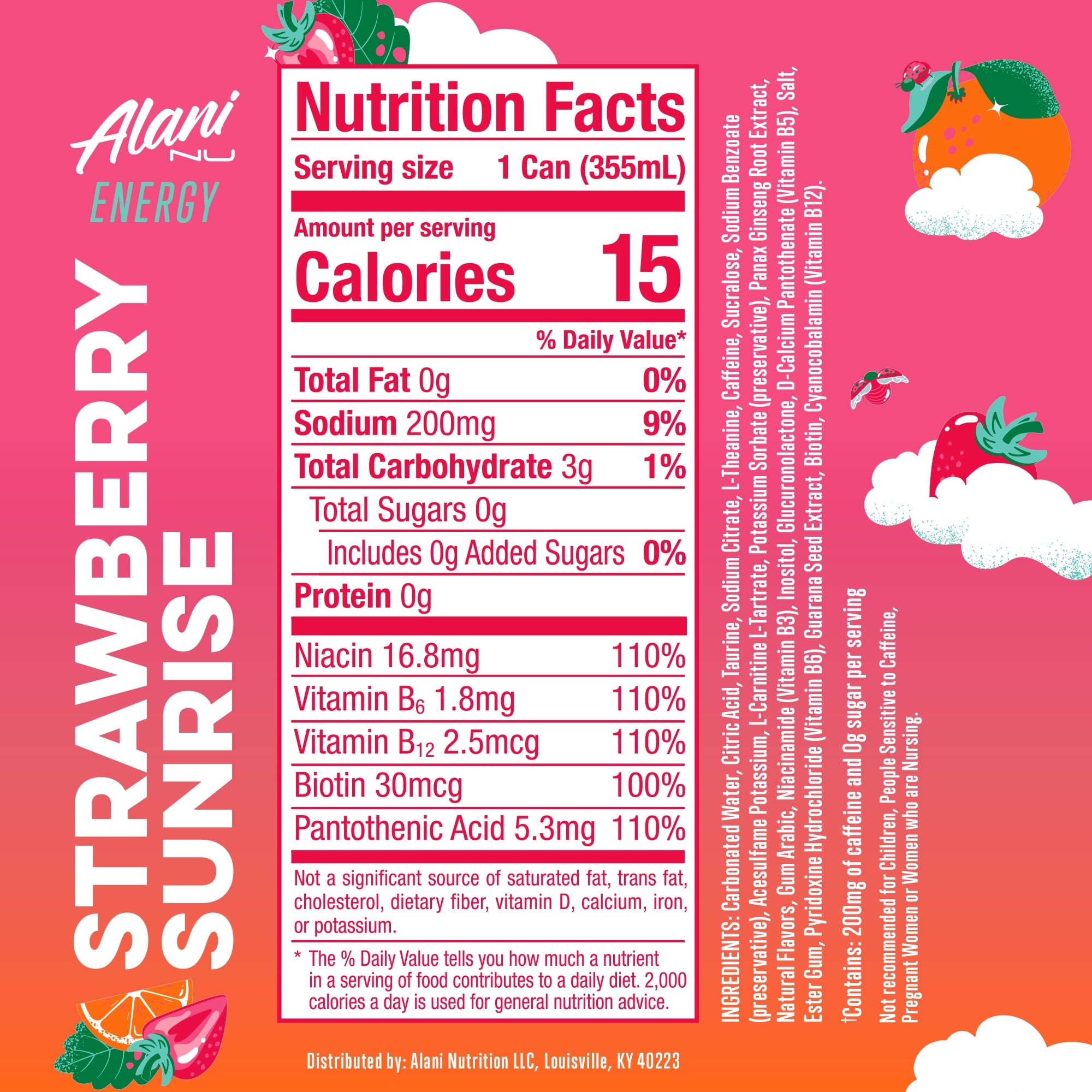 Alani Nu Strawberry Sunrise Energy Drink 12 fl oz Single Can