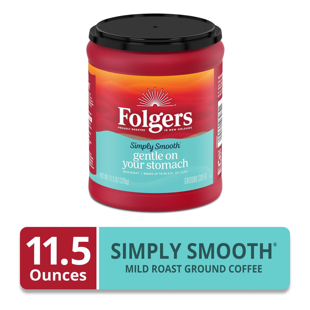Folgers Simply Smooth Mild Roast Ground Coffee 11.5 oz Canister
