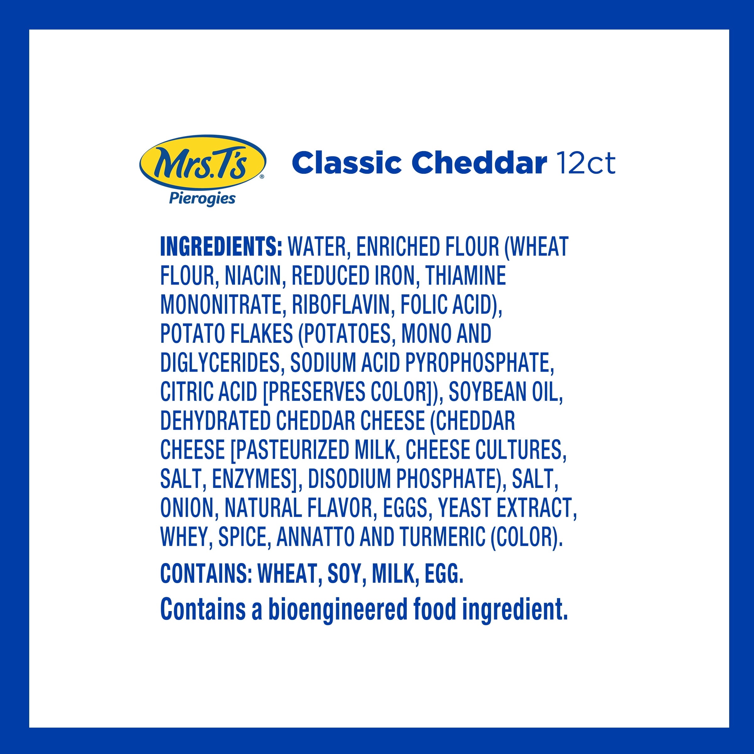Mrs. T's Classic Cheddar Pierogies 12 Count Frozen 16 Oz