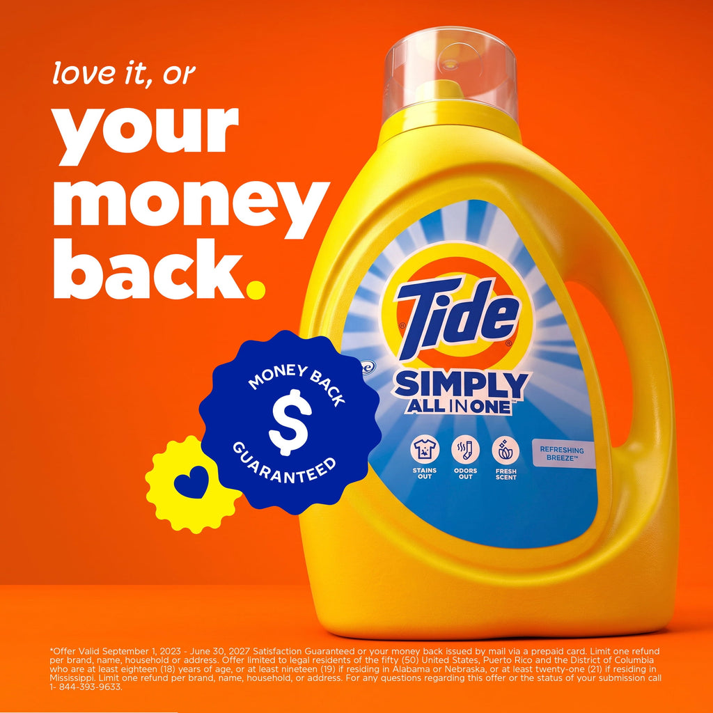 Tide Simply Oxi Boost + Ultra Stain Release Liquid Laundry Detergent Refreshing Breeze 129 fl oz 96 Loads