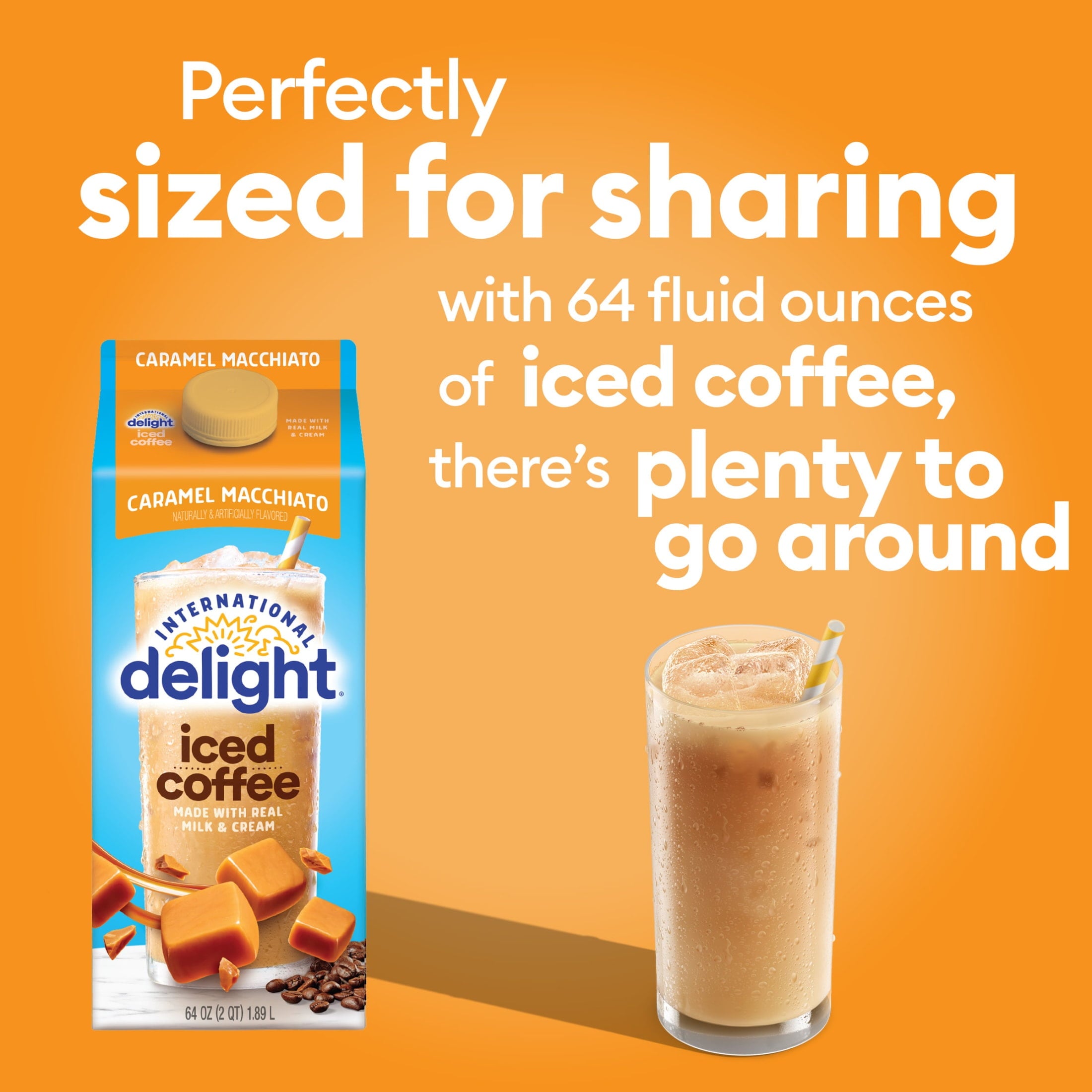 International Delight Caramel Macchiato Naturally Caffeinated Medium-Light Roast Iced Coffee 64 fl oz Carton