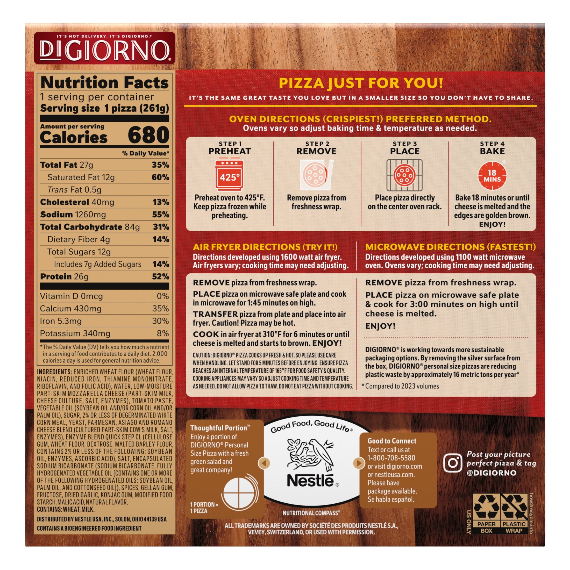 DiGiorno Four Cheese Mini Personal Frozen Pizza 9.2 Oz