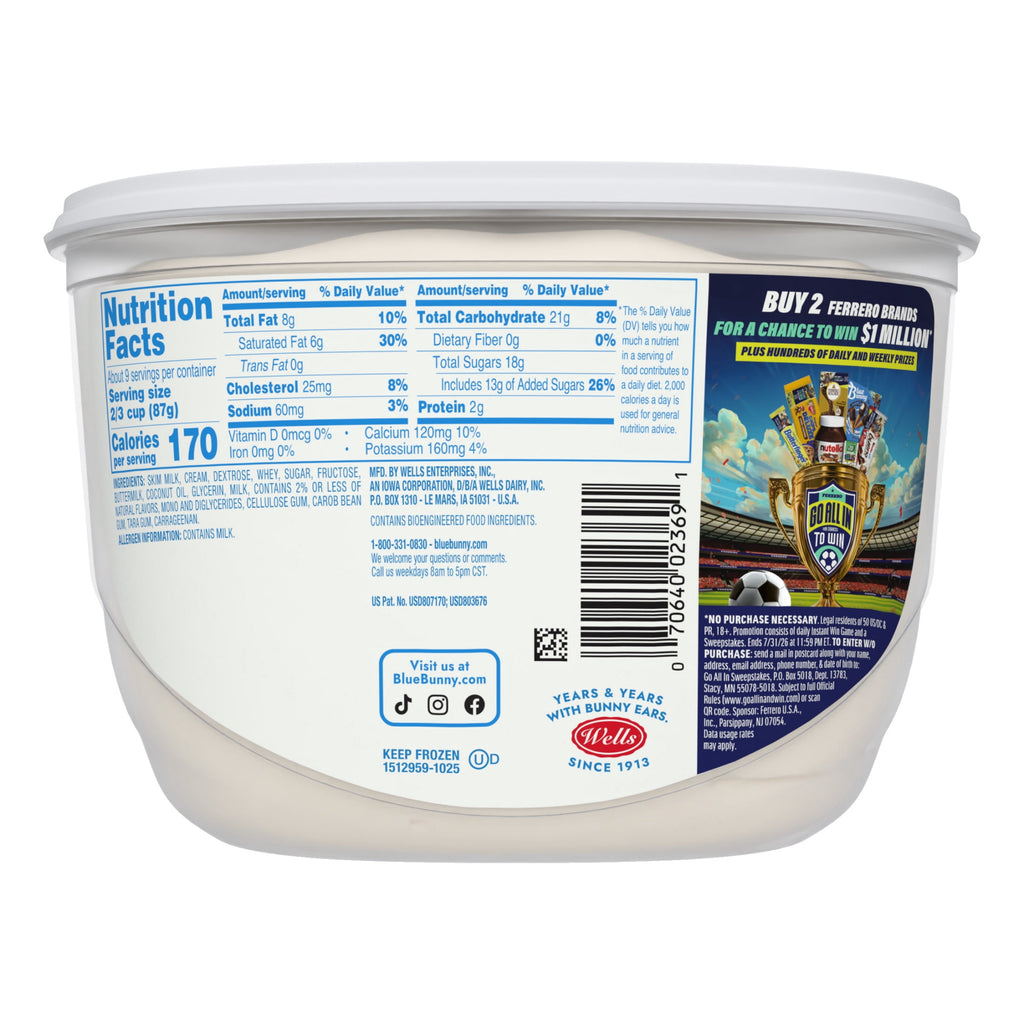 Blue Bunny Soft Vanilla Frozen Dairy Dessert 46 Fl Oz